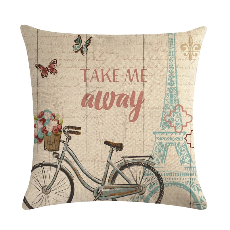 Наволочка для велосипеда из хлопка и льна подушка с бабочкой башней Парижа