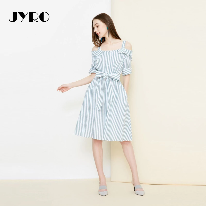 JYRO летнее платье 2018 новый корейский Высокая Талия был тонкий воротник Слинг без