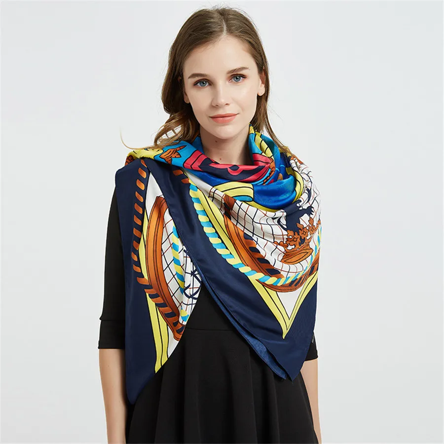 Роскошные брендовые шелковые шарфы для женщин Классическая Корона квадратная