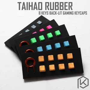 taihao rubber gaming keycap set rubberized doubleshot keycaps cherry mx oem profile shine through set of 8 magenta light blue free global shipping