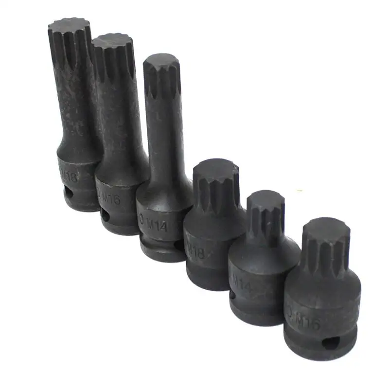 Mr Cartool 6 шт. 1/2 &quotдиск сплайн ударная головка Набор бит M14 M16 M18 с чехлом для хранения
