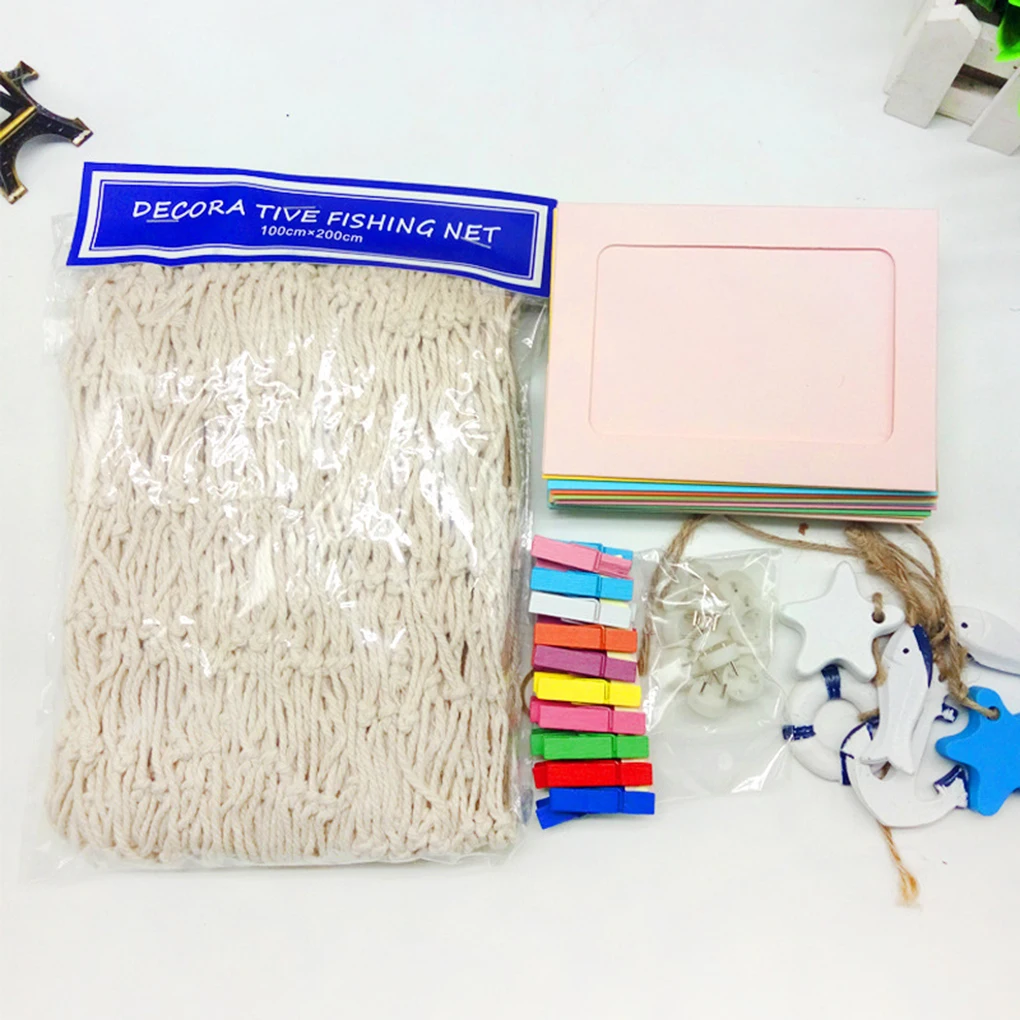 Фото Висячие рамки дисплея рыболовная сеть держатель картины Настенный декор