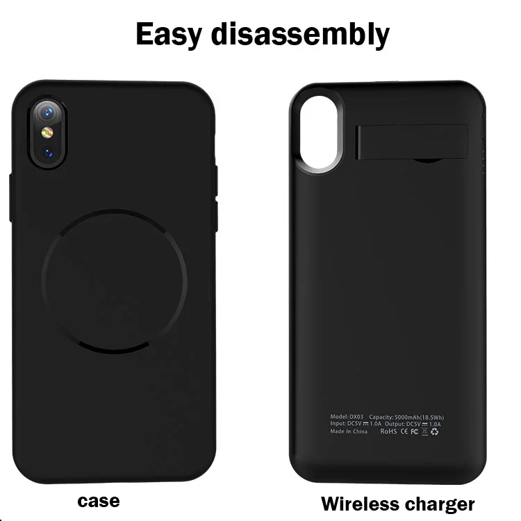 5000 мАч Беспроводное зарядное устройство Внешний аккумулятор чехол для iPhone X XS