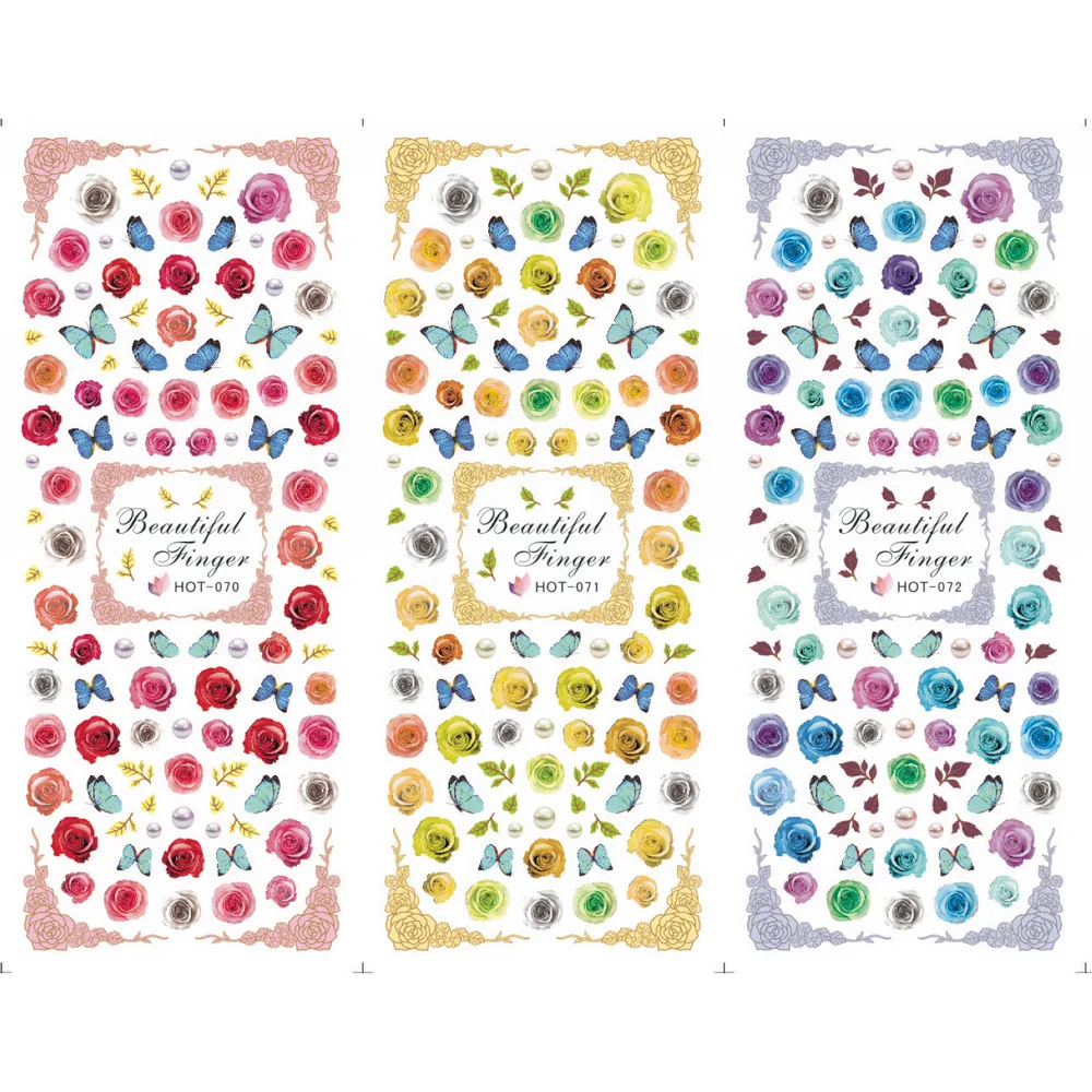 

3 PACKS / LOT MOSAIC FLOWER VINE GRASS NAIL TATTOOS STICKER WATER TRANSFER DECAL NAIL ART HOT070-072