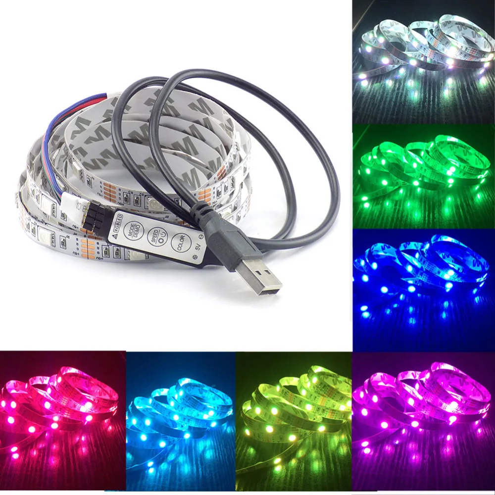 5 V USB Светодиодные ленты света 5050 RGB светодиодные гибкая светодиодный лента ТВ фон