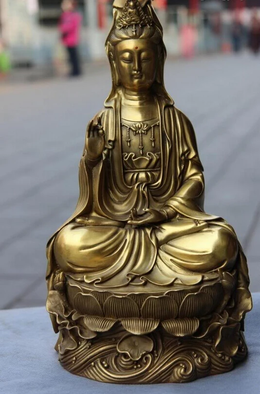 

song voge gem S0249 Chinese Temple Brass Copper Guan Yin Kwan-yin Boddhisattva Goddess Buddha Statue