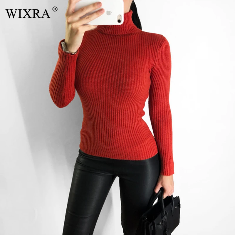 Wixra Autumn Winter Trendy Women Turtleneck Sweaters Female Pullover All Match Basic Knit Long Sleeve Jumpers | Женская одежда