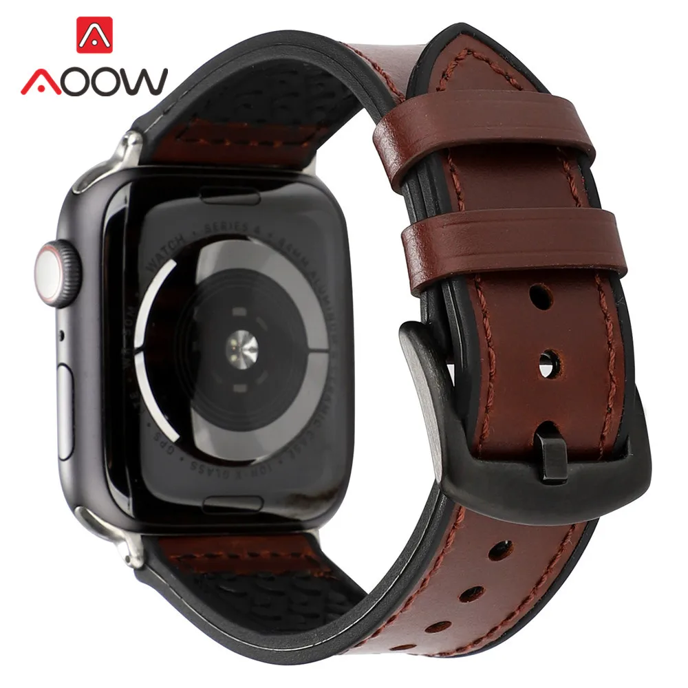 Резиновый кожаный ремешок для часов Apple Watch 40 мм 44 мм 38 42 красная черная пряжка мужской женский спортивный браслет ремешок для iwatch 1 2 3 4