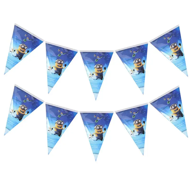 Banners -10pcs Миньоны тема Мультфильм партия набор одноразовая посуда тарелка салфетки баннер день рождения коробка конфет Baby Shower вечерние принадлежности для декора - Цвет: Banners -10pcs
