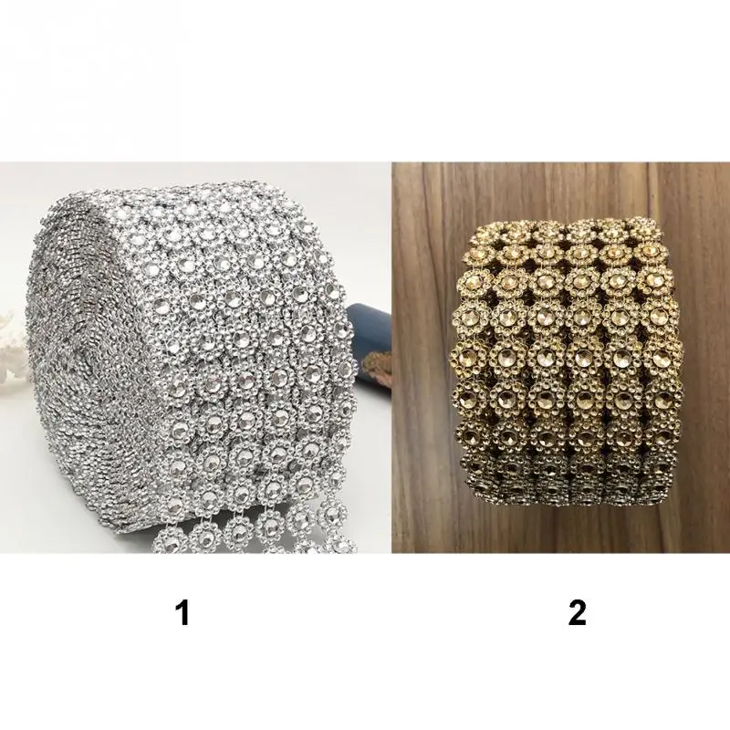 1 ярд шикарный 6 цветок Форма Подсолнух Стразы Лента-сетка обертывание DIY Декор аксессуары хрустальные вазы свечи