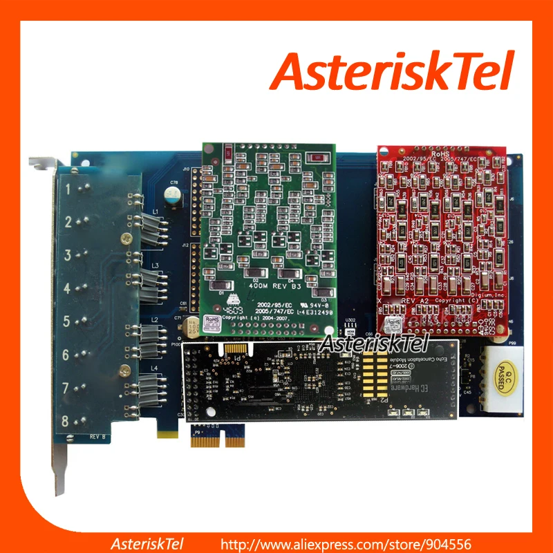 Карта Asterisk AEX800 PCI E 4 FXO + FXS с аппаратным эхо отменой. Модуль VPMADT032 digium wildcard pci TDM822B