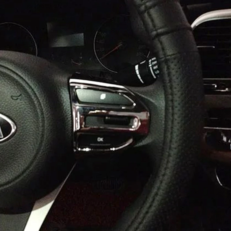 Фото Для KIA RIO K2 2018 2017 автомобильный Стайлинг крышка переключателя рулевого колеса Интерьер ABS хромированная рамка кнопка автомобильные чехлы №3