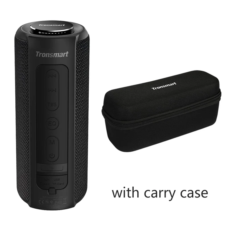 black with case Tronsmart T6 Plus Bluetooth динамик 40 Вт портативный динамик глубокий бас Саундбар с IPX6 Водонепроницаемый, power Bank функция SoundPulse - Цвет: black with case