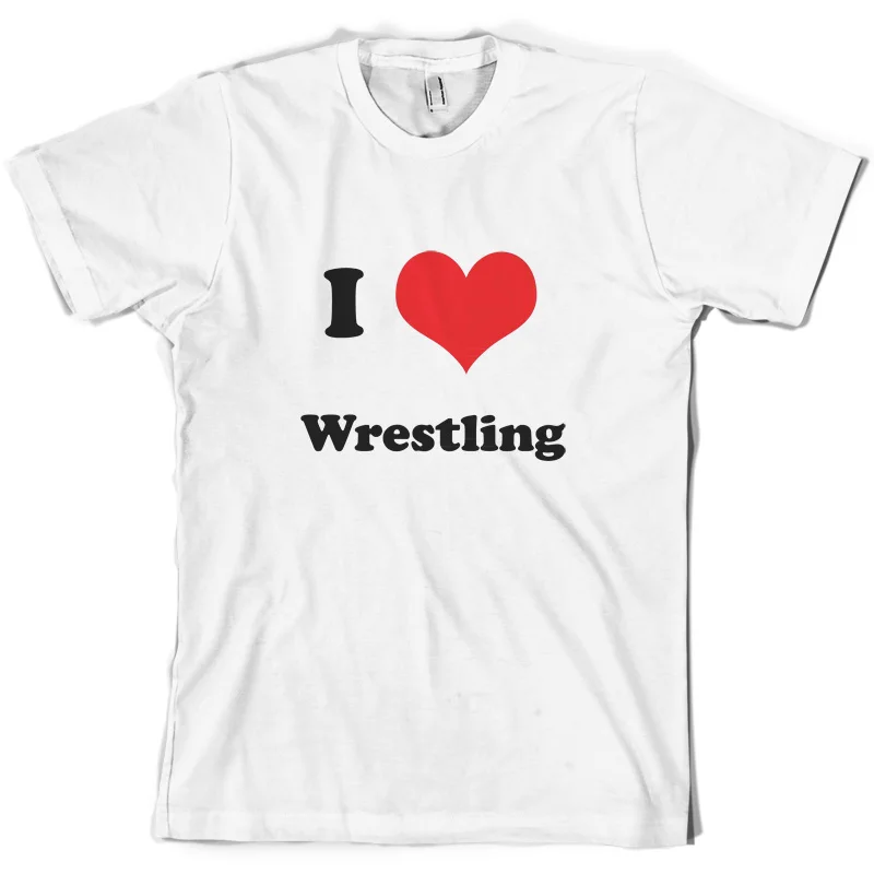 I Love Wrestling - Mens T-Shirt Free UK delivery EquipmentPrint T Shirt Short Sleeve Hot Fashion Classic | Мужская одежда