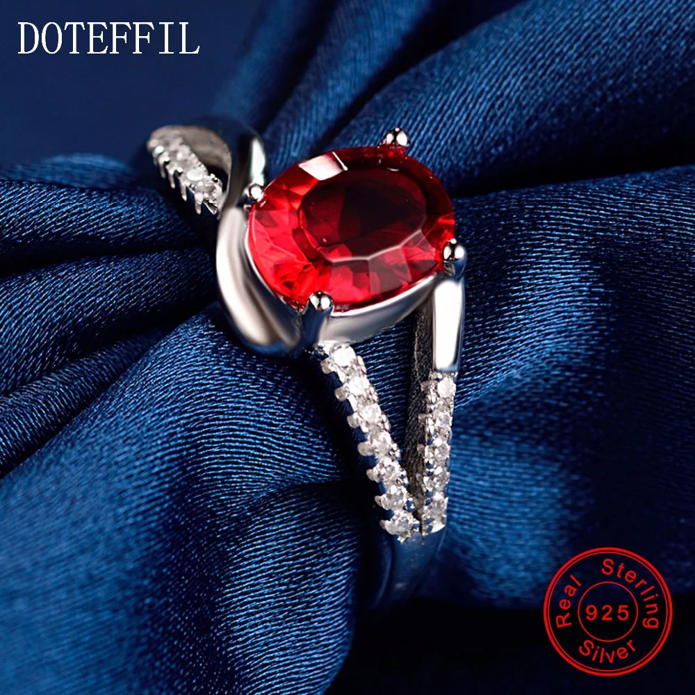 Женское кольцо из серебра 925 пробы с красным Цирконом|silver women ring|silver womenwomen fashion rings |