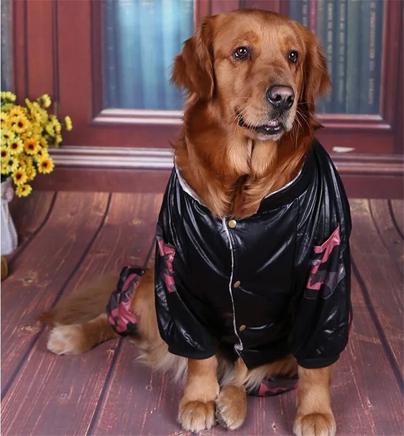 PU sleeve stitching Big dog coat warm Thick Camouflage dog clothes for large dogs dog jumpsuit windbreaker parka para perro