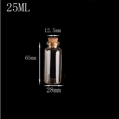 

50pcs 25ml Glass wishing drift storage Bottles With Cork stopper DIY Clear Transparent Glass vial Jars Containers New Arrival
