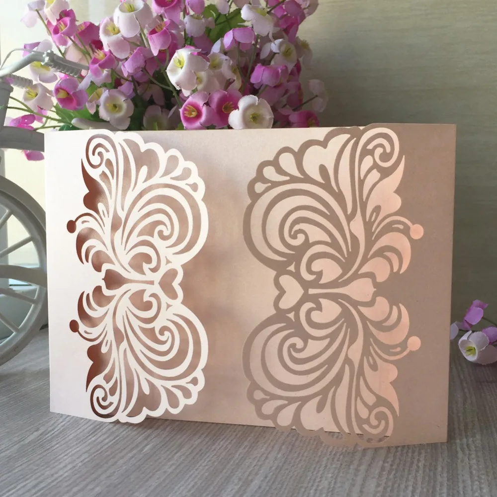 

20Pcs Unique colorful Laser Cut Pearl paper Flower Decoration Birthday Party Wedding Invitaiton Card Greeting Blessing card