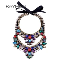kaymen new fashion handmade glass stone and crystals statement necklace pendant for women wedding party jewelry bijou nk 01518