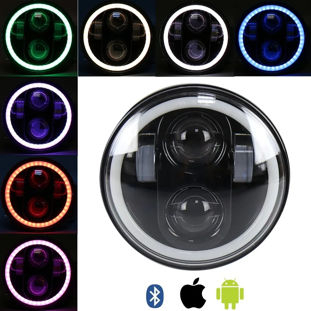 Фара мотоциклетная H4 5 3/4 дюйма 75 светодиодная Rgb лампа для Harley Softail Dyna моделей