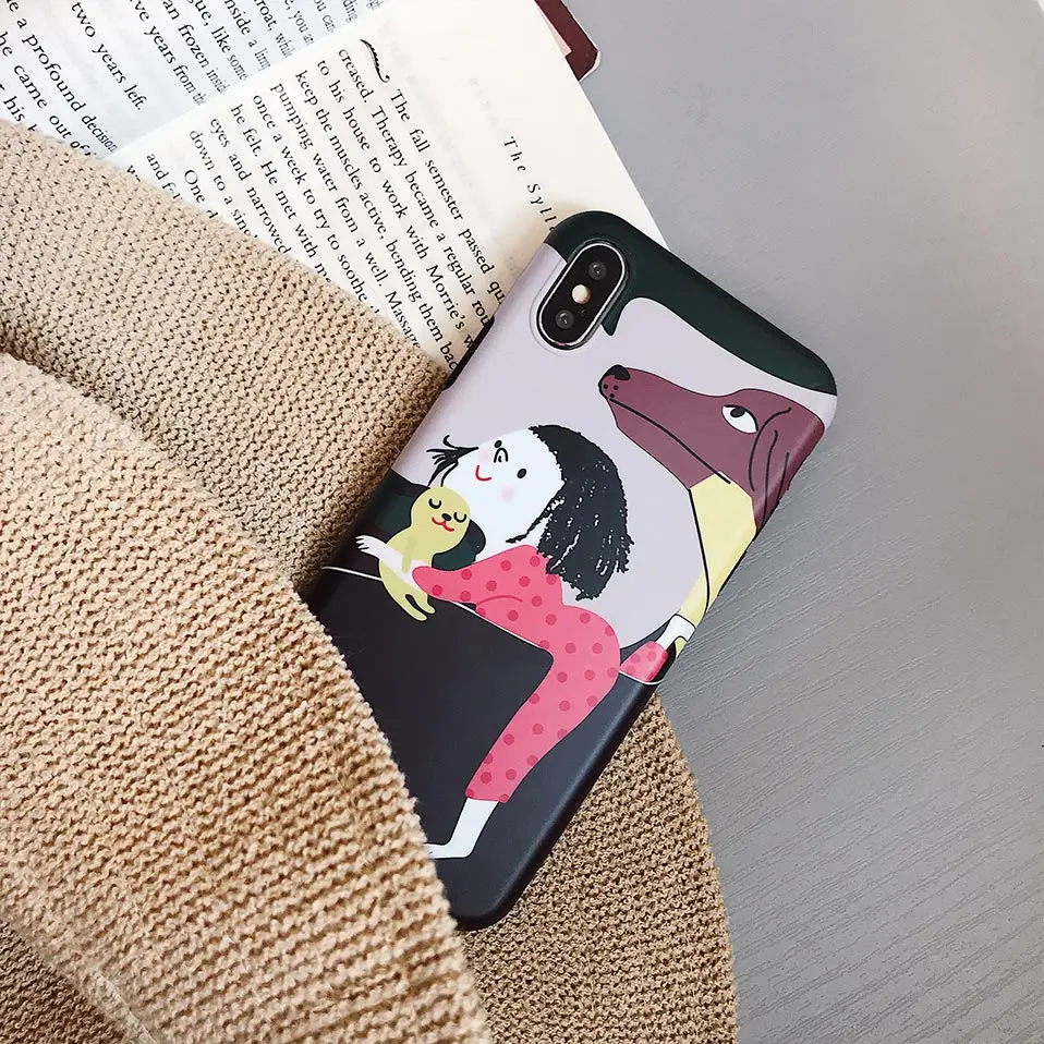 Simple illustration mobile phone case For iPhone 6 6S 7 8 Plus Drop-proof Back Covers iphone X Funda |