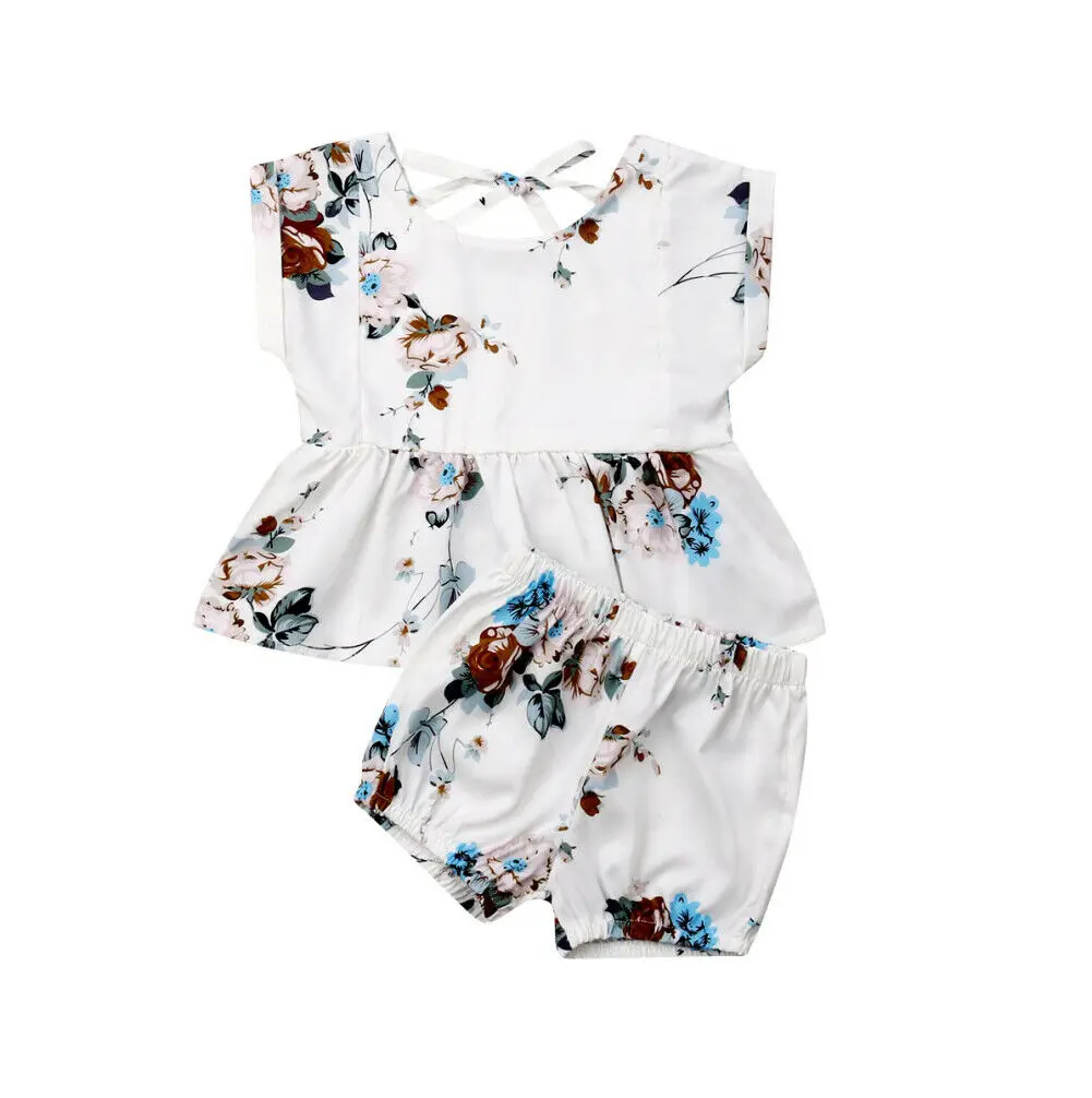 Новинка 2019 года Топ без рукавов хлопковый милый цветочный Комплект летняя одежда