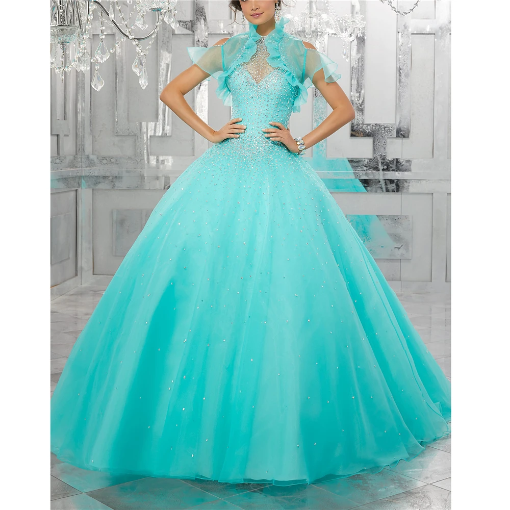 Элегантный Холтер Бисероплетение на шнуровке с курткой vestidos de quinceaneras vestidos de 15 anos Quinceanera платья