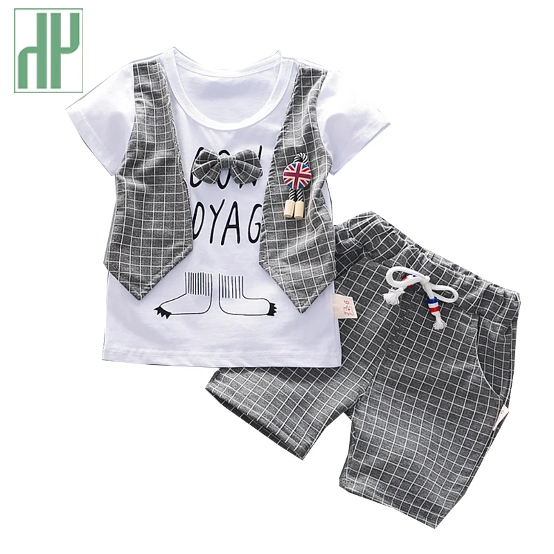 Детская одежда для мальчиков и девочек летняя хлопковая футболка шорты 2