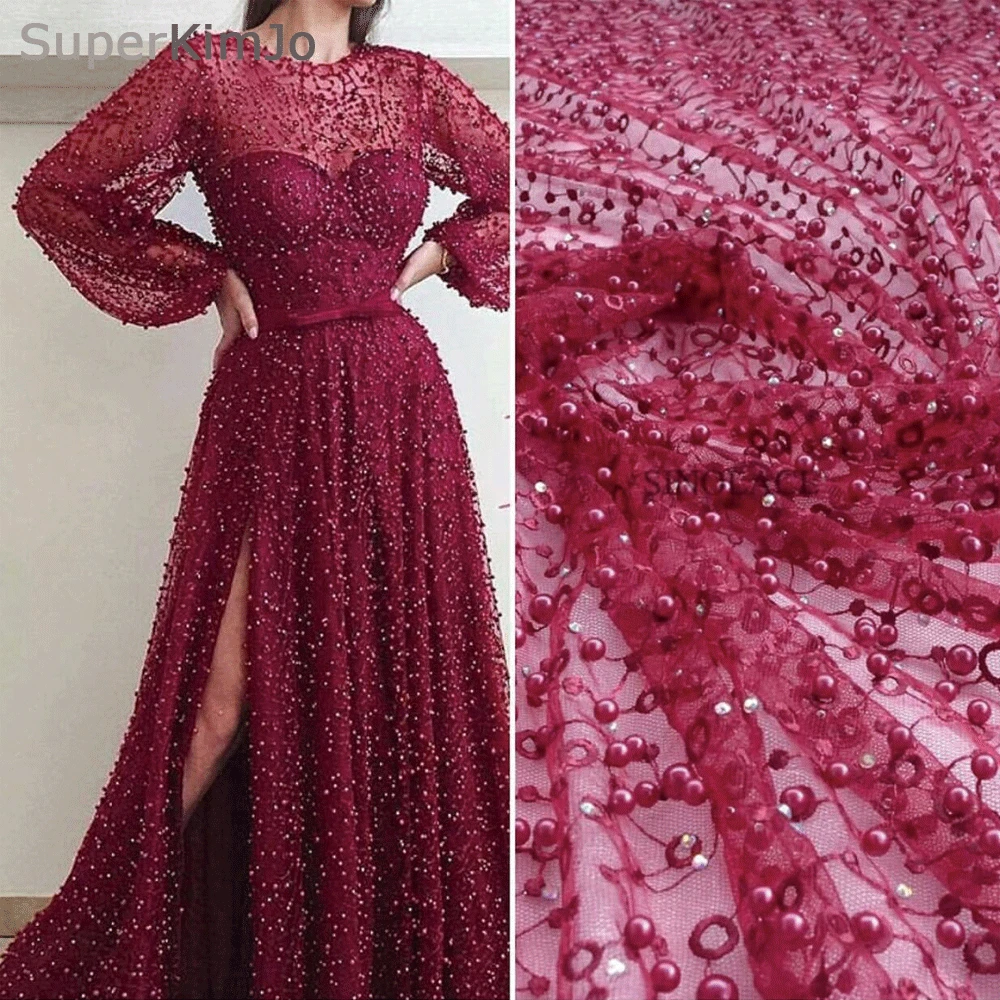 SuperKimJo Роскошные бисерные Выпускные платья с длинными рукавами бордового цвета в арабском стиле сексуальное Выпускное Платье Vestido De Formatura Longo