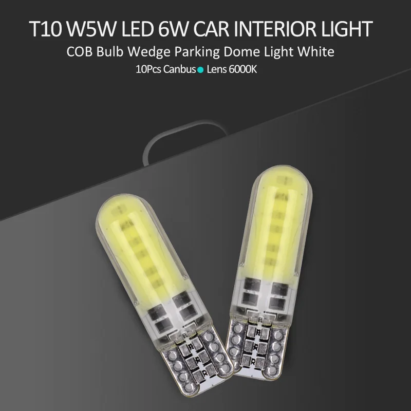 HLXG 10 шт Авто T10 W5W светодиодные лампы 194 501 LED интерьер автомобиля свет COB Клин для