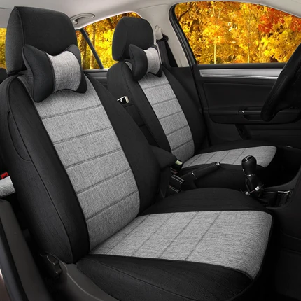 AutoDecorun чехол на переднее и заднее сиденье для Audi A4 аксессуары b6 чехлы для сидений автомобиля комплекты льняная ткань подушка на сиденье поддерживает протектор - Название цвета: Black X Grey