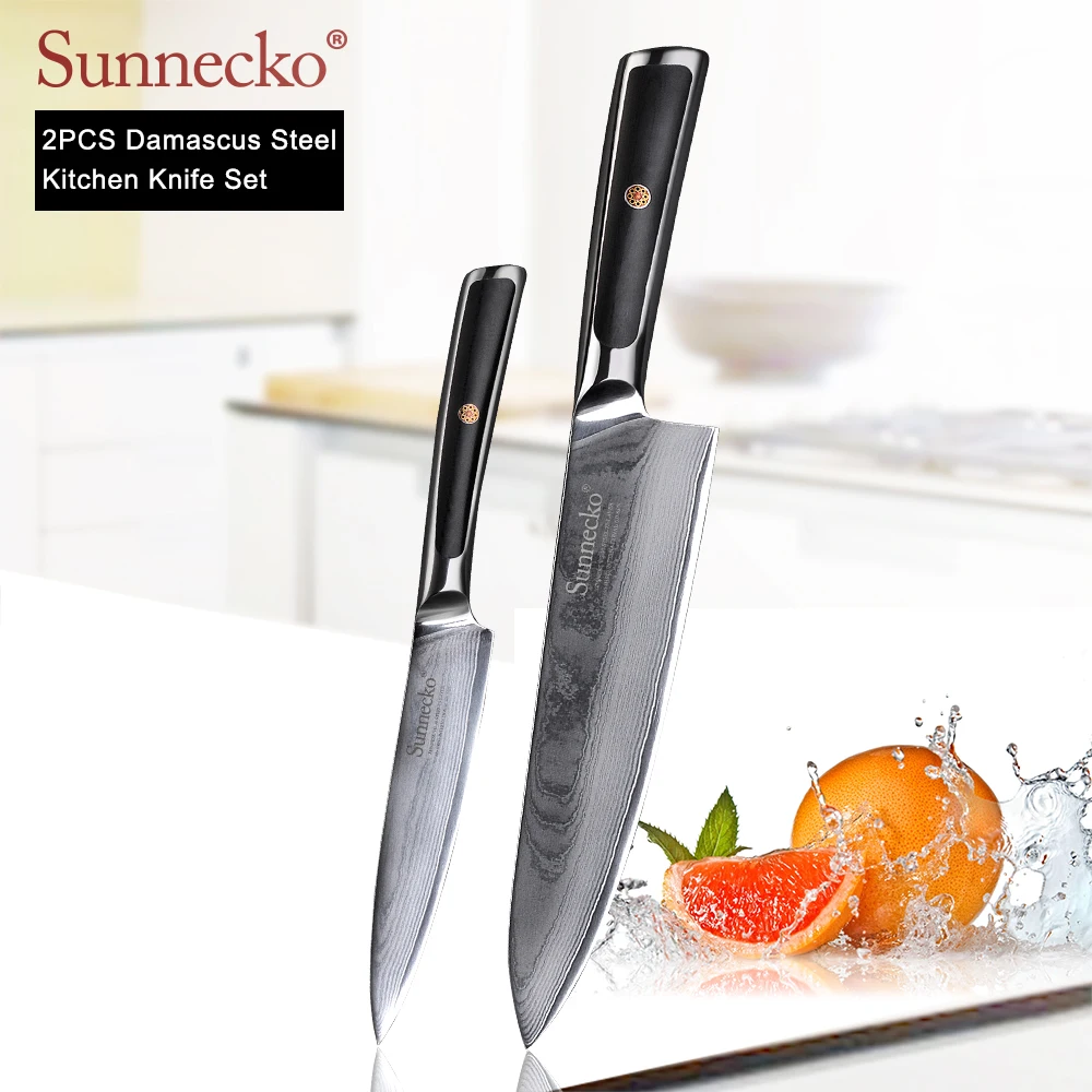 SUNNECKO дамасский нож шеф-повара для очистки хлеба Santoku нож для стейка японский VG10 Сталь G10 ручка для резки мяса набор кухонных ножей