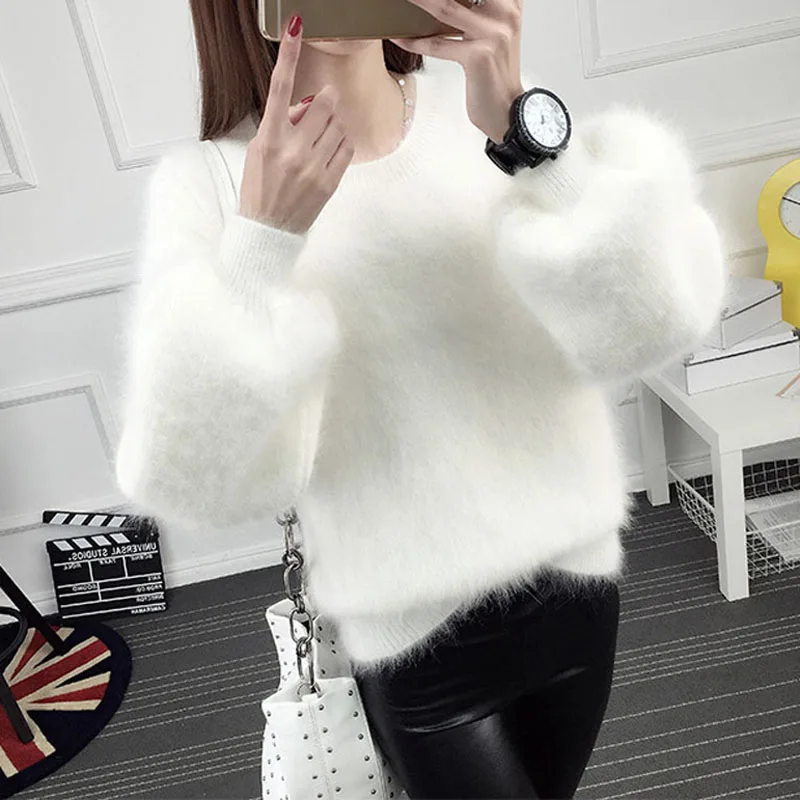 Норковый кашемировый свитер женские кашемировые пуловеры вязаные чистый