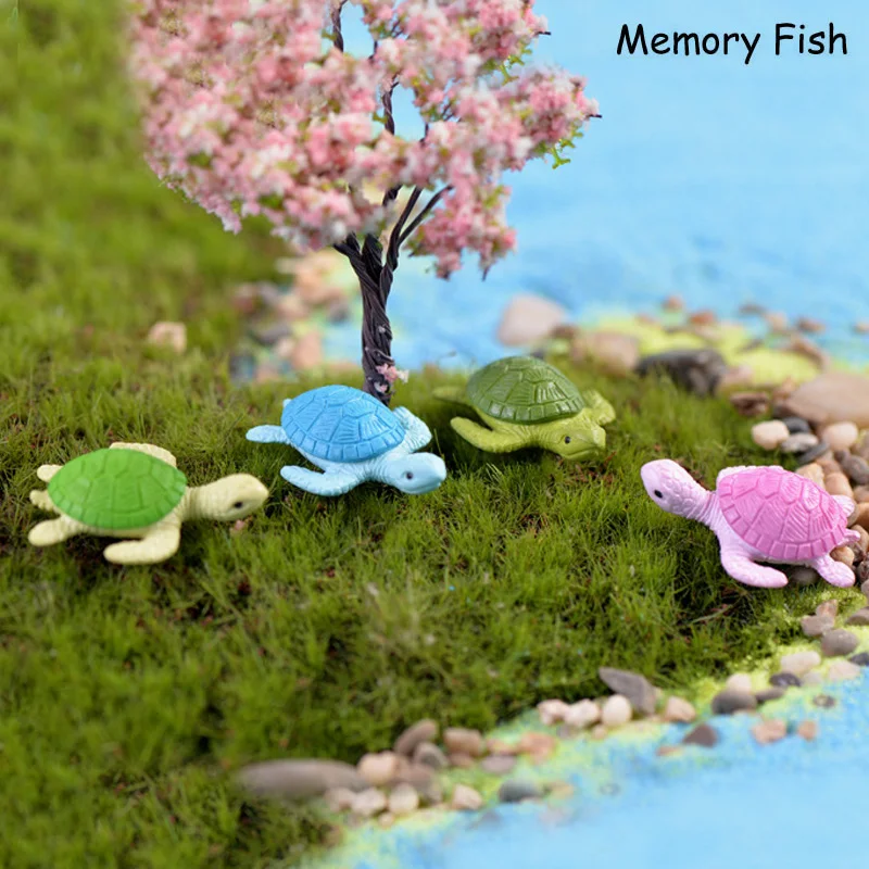 4 цвета мини Мультяшные Черепашки из смолы 3D Животные миниатюрные Фигурки