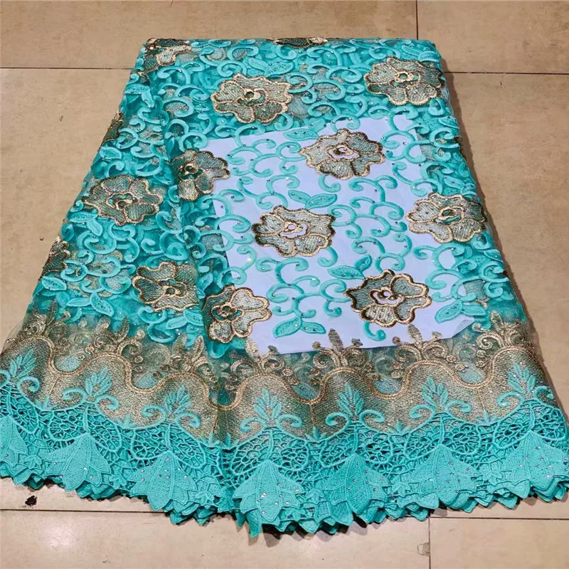 

2019 Latest Nigerian French net lace tulle embroidered African tulle laces fabrics with stones 5 yards/lot for dress 2l3065-2234