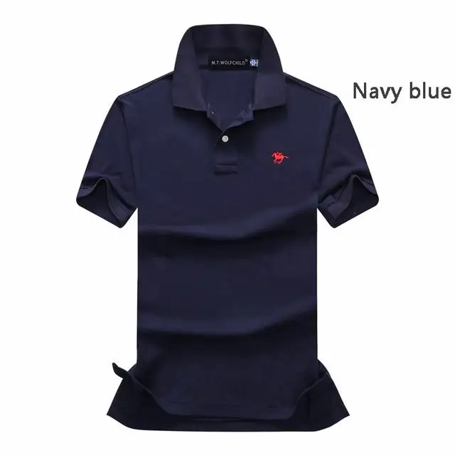 navy blue Хорошее качество, лето, мужские рубашки поло с коротким рукавом, хлопок, повседневные мужские рубашки поло с маленькой лошадкой, модные тонкие мужские топы - Цвет: navy blue