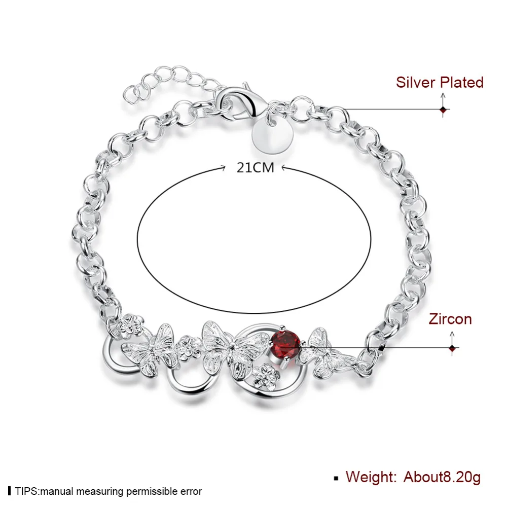 Форме бабочки С Красный Кристалл Шарм Цепи Браслеты для Женщин Свадебные