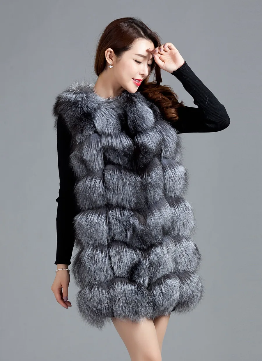 Роскошный жилет из натурального Меха чернобурки осенне зимний женский меховой