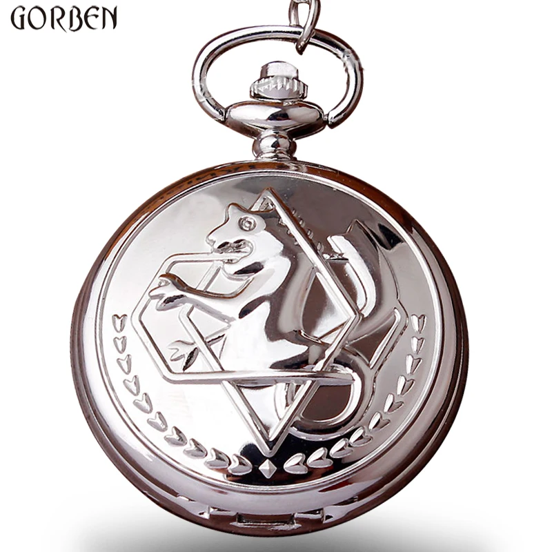 Уникальные Серебристые часы для косплея Эдварда Wlric аниме Fullmetal Alchemist карманные