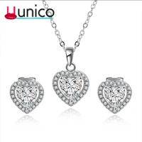 uunico 2018 hot shiny latest jewelry set for wedding women cubic zirconia pendants necklaces earrings set valentines gift whol
