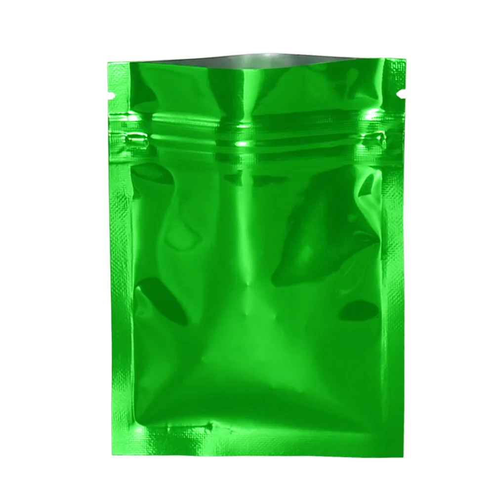 

Grip Seal Green Glossy Zipper Top Aluminum Foil Package Pouch Mylar Foil Packing Bag Self Seal Food Grade Storage Bag 100pcs/lot