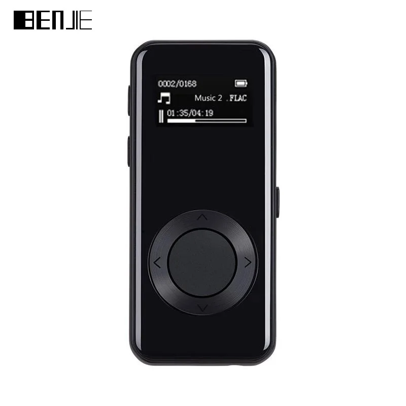 Black BENJIE mp3-плеер, полностью металлический музыкальный плеер, Mp3 стерео 3D звук, fm-радио запись, электронная книга 7,1 мм, тонкий спортивный плеер, наушники - Цвет: Black