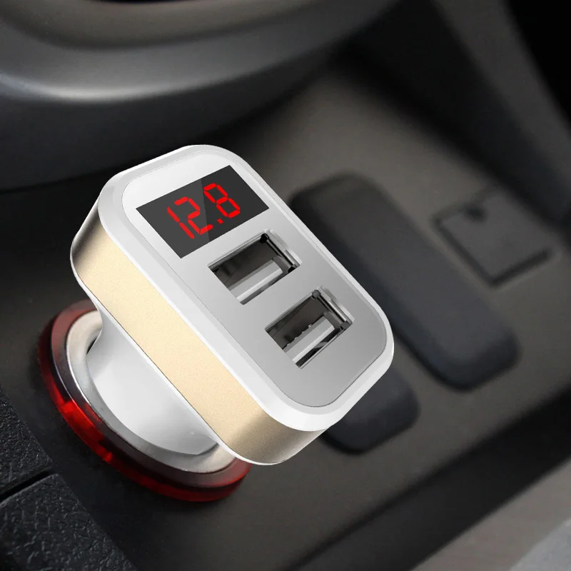 Автомобильное зарядное устройство быстрый цифровой дисплей двойной USB порт для