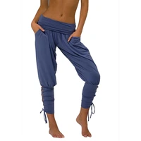 harem pants woman high waist casual solid color lace up jogger harem pants women trousers with pockets pantalons %c3%a9t%c3%a9 femme 2020