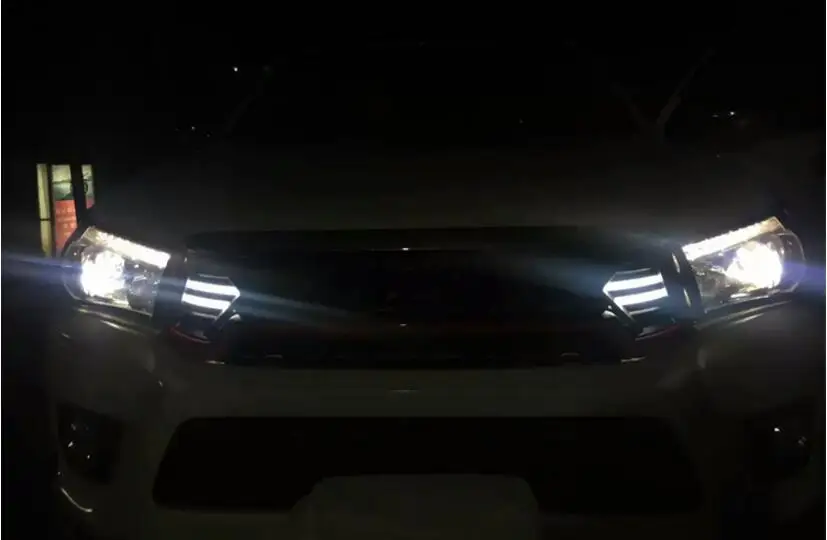 JIOYNG ABS хром автомобильный передний бампер гоночные решетки решетка Вокруг Накладка для Toyota Hilux Revo(с светодиодный фонарь