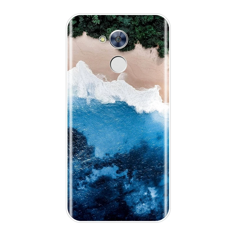 Мягкий чехол для телефона Huawei Honor 4C 5C 6C 6A Pro розовый синий Пляжная волна