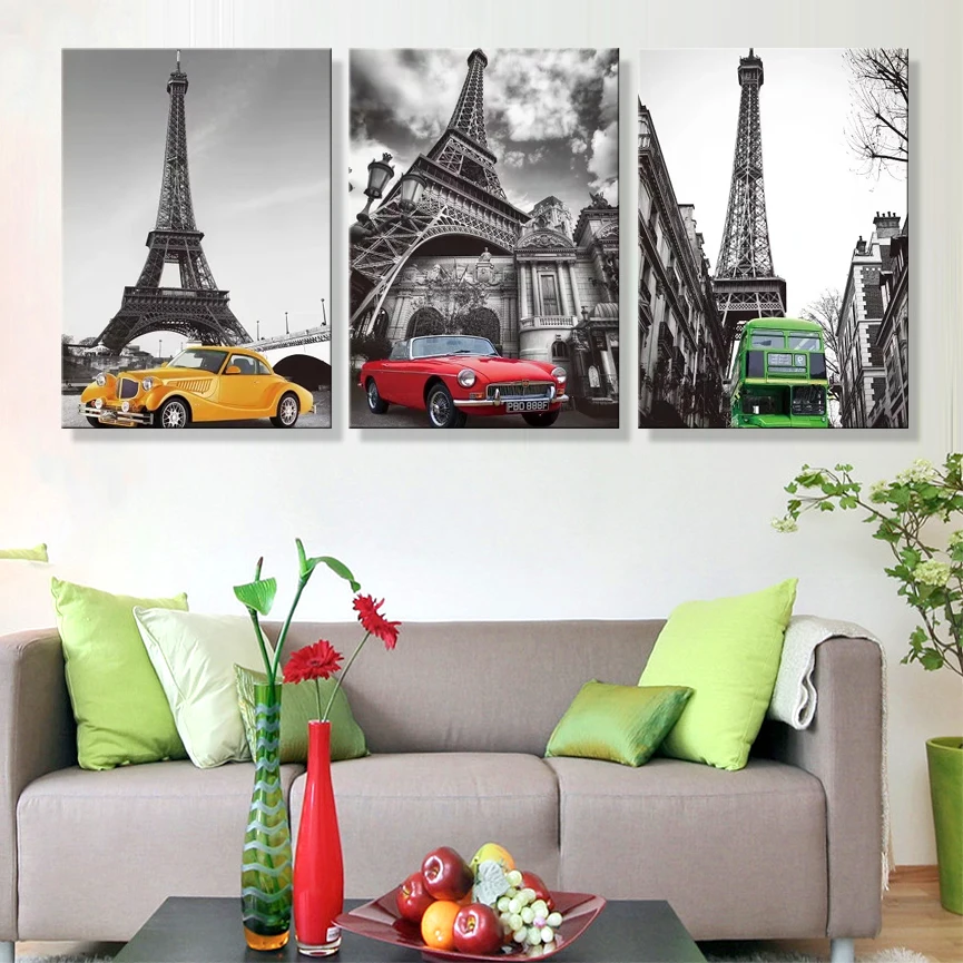 Modular paintings posters and prints nordicA famous European building flowers art canvas flower decoration wall pictures | Дом и сад