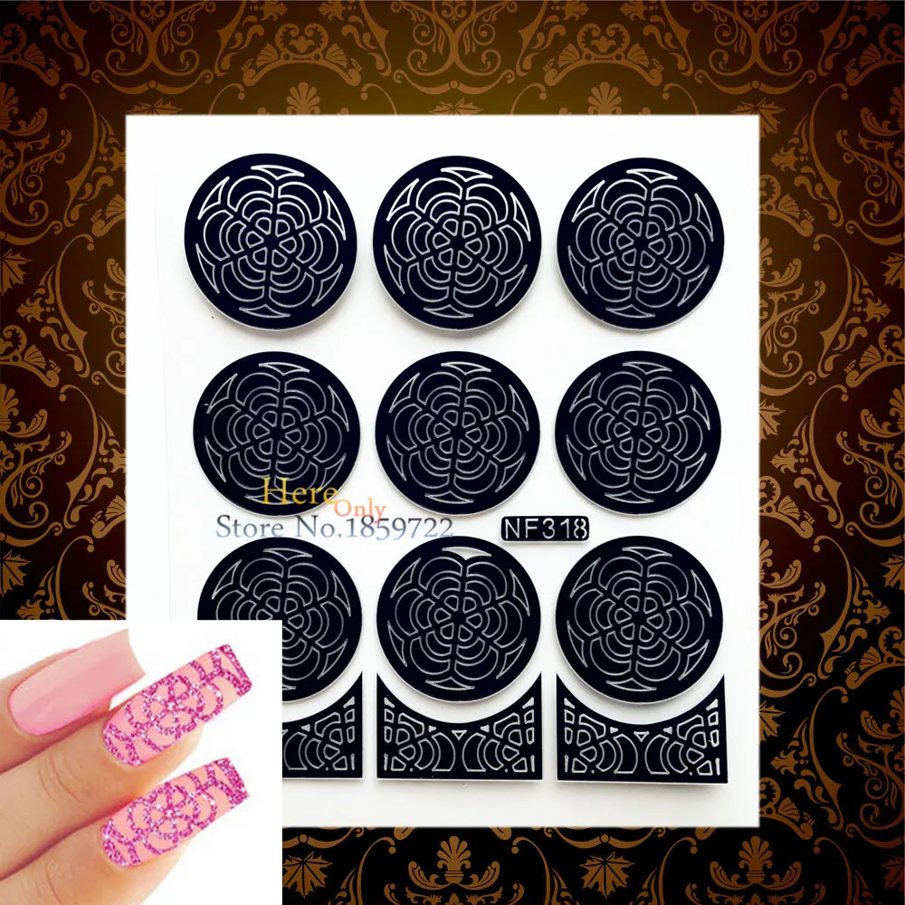 Модные наклейки для ногтей Moon Designs трафарет дизайна аксессуар HBNF318 полукруглый