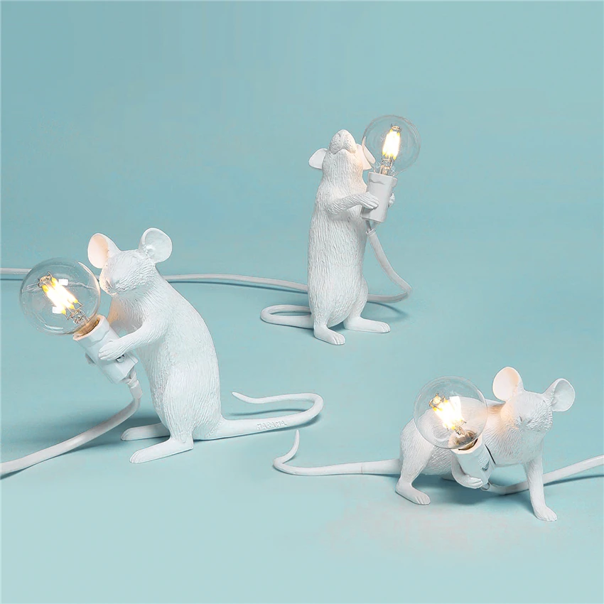 Современная лампа для мыши настольная LED черный белый золотой животные мышь