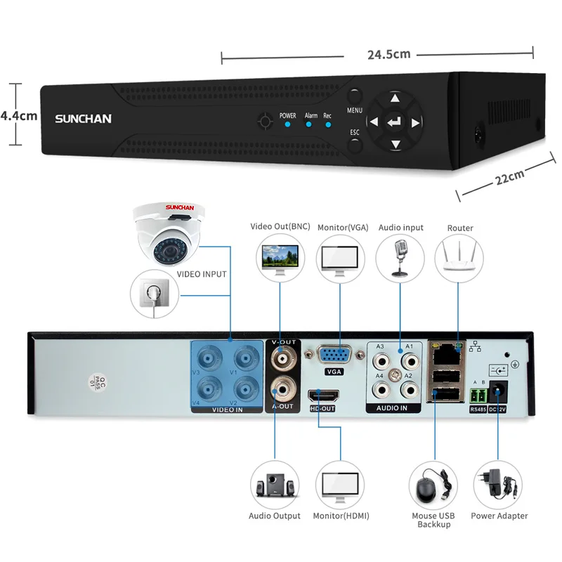 SUNCHAN 4 канала 1080N AHD DVR шт. Full HD 2.0MP 1080 P Indoor/Outdoor безопасности камер видео Системы